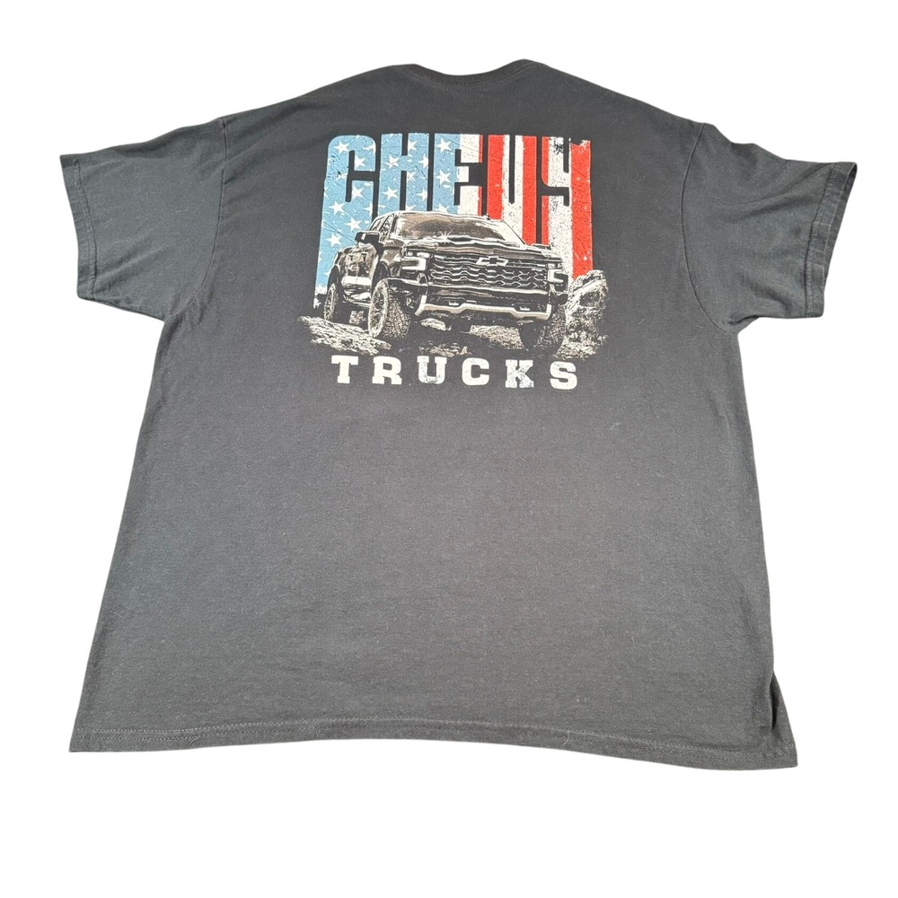 Chevrolet Chevy Trucks American Flag Graphic T-Shirt Men's XL Black Short Sleeve